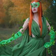 3pcs St. Patrick's Day Costume Set, Green Women's Outfit Including 1pc Green Lace Disguise, 1 Pair Green Gloves, 5pcs Hanging Fake Ivy Vines, Suitable For St. Patrick's Day Party, Ball, Carnival, Ivy Costume Set - Multicolor - View 7