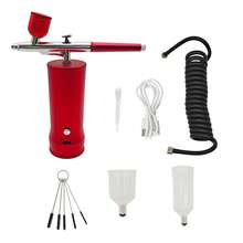 Portable Rechargeable Airbrush Kit, Multi-Purpose Airbrush Set For Makeup, Nail Art, Model Painting & Cake Decorating - Red - View 2