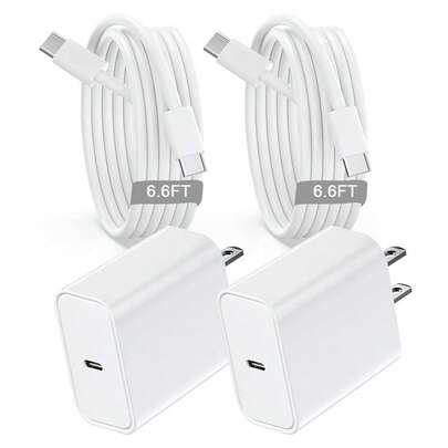 30W PD快充墙式适配器 + 200厘米高效快充数据线，兼容 17 Pro Max/17 Pro/17/Air/16/15、S25/S24/S23/S22/S21 Ultra Plus等机型