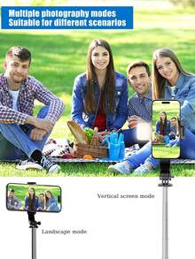 Duży rozmiar akcesoriów fotograficznych do telefonów komórkowych, stop, 1,7 m, nowy kijek do selfie Bluetooth, 10 m bezprzewodowy pilot zdalnego sterowania, obrotowy uchwyt na telefon 360°, wzmocniona rama, stabilny statyw, sprzęt do transmisji na żywo, materiał stopowy, z oświetleniem wypełniającym LED, regulowany i rozsuwany, kompatybilny z 'ami 17/16/15/14/13/12, S25/S24/S23/S22/S21/S20 i lustrzankami cyfrowymi. Prezent na Dzień Kobiet, urodziny. - one-size - Zobacz 9