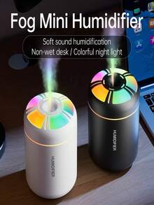 1个迷你USB车载加湿器，ABS多功能夜灯冷雾加湿器，室内香薰加湿器，USB供电，2种工作模式，7色LED氛围灯，自动关机，静音喷雾，日常加湿，便携式精油香薰机，车载空气净化器，适用于家居装饰、办公室、客厅、汽车及女性礼物 - 多色 - 查看 2