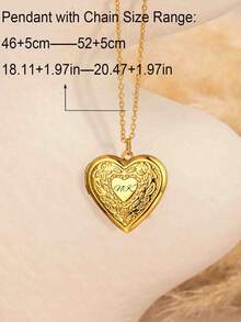 Customized Photo Heart-Shaped Stainless Steel Necklace, Personalized Vintage Oval Heart-Shaped Box Can Hold 2 Photos, Memorial Pendant Gift For Her, Suitable For Mother's Day, Valentine's Day, Christmas, Birthday, Anniversary, Wedding, Thanksgiving, Best Friend Gift, Daily Wear Delicate Chain Necklace, Women's Fashion Memorial Jewelry - Multicolor - View 10
