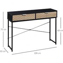 2026-NEW: Narrow Console Table Hallway Furniture Sofa Table With 2 Drawers Carved Line Design Modern Style Hallway Entrance Living Room Bedroom 100x30x75 Black And Oak 2026--New Choices: - Đen và Sồi - Xem 5