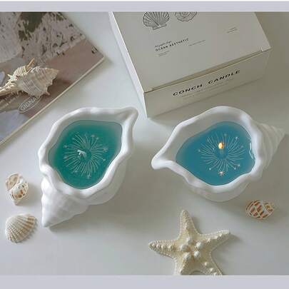1 Caja de 12cm Velas Aromáticas con Diseño de Concha y Cielo Estrellado (Estilo Océano Creativo): Con diseño en forma de concha y cielo estrellado brillante, con aroma natural fresco. Adecuado para ayuda al sueño en el dormitorio, crear una atmósfera relajante en el baño, decoración con tema oceánico para cafeterías, y decoración única para alojamientos.