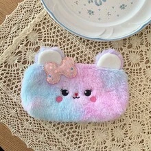 Cute Cartoon Cat Plush Pencil Case, Zipper Design, Large Capacity, Soft & Fluffy, Suitable For Storing Stationery, Cosmetics, And More, An Ideal Gift Choice,Bag - Multicolor - View 24