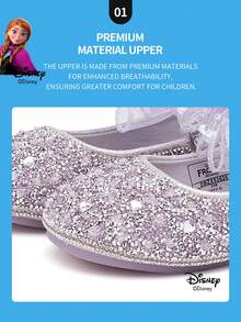Disney 1 Pair Princess Shoes Collaboration Edition, Suitable For Daily And Outdoor Wear, Comfortable, Non-Slip, Breathable (Children Flat Shoes, Girls Shoes, Princess Shoes, Queen Shoes) - Purple - View 3