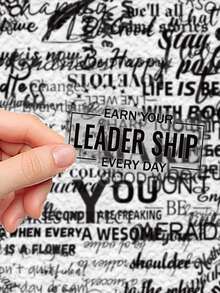 50pcs Black And White English Inspirational Phrases Stickers Handbook Notebook Laptop Phone Case Guitar PET Material Stickers - English Inspirational Phrase Stickers - View 7