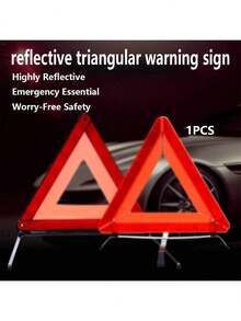 1pc High Reflective Foldable Car Triangle Warning Sign - Vehicle Emergency Tripod, Auto Safety Marker For Road Breakdown, Car Accessory, Car Accessory, Car, Car Essential, Auto - Multicolor - View 2