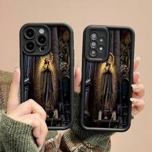 Funda para teléfono con diseño iluminado de figura sagrada compatible con  17,  16 Pro Max,  15 Pro Max,  13 y  12. Regalo elegante y artístico para amantes de la espiritualidad, amigos y familiares. - Negro - Ver 4