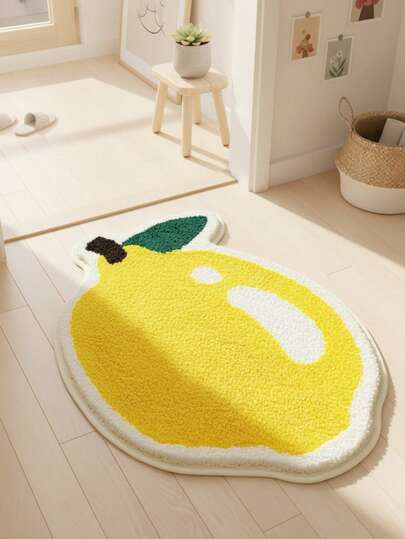 1 Stück Zitronenförmiger Teppich, minimalistisch & süßer Teppich für Wohnzimmer, Schlafzimmer, Badezimmer, Fußmatte, kleiner Teppich, Teppich, Matte, Heimdekoration, Bereichsteppich, Outdoor-Matte, waschbarer Teppich