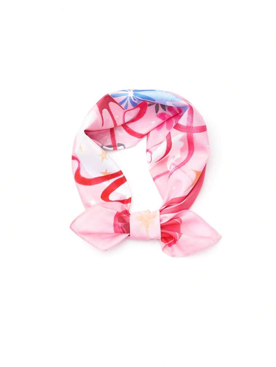 1pc Women's Bandana With Floral & Abstract Art Pattern - Multicolor - View 1