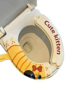 一对创意卡通马桶垫套，四季皆宜，防水，可爱，粘性马桶垫套 - 彩色 - 查看 2