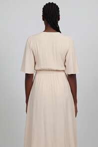 Naf Naf Long Wrap Dress In Lined Viscose Robes Midi Pink Fabric - Pink - View 4