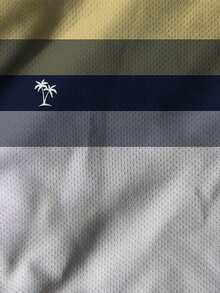 Fashionable Gradient Striped Plus Size Men's Short Sleeve T-Shirt Minimalist Palm Tree Logo Print Plus Size Casual T-Shirt, Suitable For Daily Wear And Outdoor Exercise Colorblock Plus Size T-Shirt For Summer - Multicolor - View 9