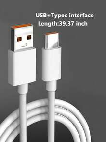 1 pieza Cable de carga súper rápida de 6A 120W, cable de datos de carga rápida compatible con teléfonos OPPO y HONOR con puerto USB-C - Blanco - Ver 9