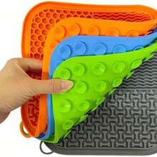 1pcs Square Dog Lick Mat, Silicone Slow Feeder Dog Bowl Mat With Suction Cup, Dog Training Pad - Multicolor - View 7