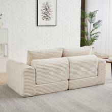 Sofa Bed Set - Beige + Corduroy + 2 Seat + Modern - View 7
