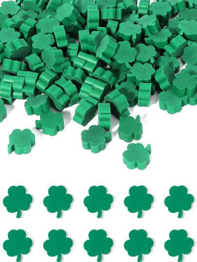 50/100pcs Mini Clover Erasers, St. Patrick's Day Party Favors Green Clover Erasers, Lucky Shamrock Shaped Erasers, Suitable For Spring Birthday Gifts, St. Patrick's Day Irish Party Favors, Theme Party Gifts, Classroom Rewards, Birthday Gifts, Office Supplies, Party Fillers, Perfect Gifts For Friends And Family