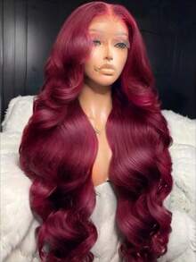 Uveous 34 Inch 99J Burgundy Lace Front Wigs Human Hair 13x4 HD Transparent Body Wave Lace Front Wigs Human Hair Pre Plucked 99j Burgundy Red Wine Human Hair Wigs For Women - S99J - Xem 5