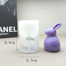 Molde de silicona para vela de conejo de orejas caídas de barriga grande, decoración de yeso o resina de conejo de orejas erguidas DIY para el ambiente festivo de Pascua - Blanco - Ver 2