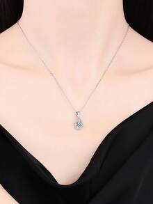 BLOVEMEE 1pc Elegant Luxury 925 Sterling Silver 1 Carat 5x8mm Teardrop Moissanite Necklace, Suitable For Women's Daily Wear, Parties, Weddings, Valentine's Day, Christmas, Thanksgiving, Women's Jewelry Gift - XL0082M - View 3