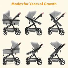 Silla de Paseo Ligera Tipo Paraguas para Bebés, Carrito de Bebé Reclinable con Capota y Cesta Grande, Doble Bandeja para Padres e Hijos, Plegado Compacto para Viajes - Gris - Ver 6