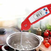 1pc Probe Thermometer, Kitchen Baking Cake Grill Temperature Meter, Milk Coffee Tea Temperature Gauge, Foldable Food Water Temp Meter (Battery Not Included) - Multicolor - View 2