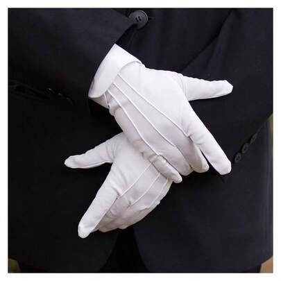 1 Pair Adult White Formal Gloves, Ceremonial Gloves For Honor Guard Parade, Shuffling, Dance, Jewelry Care, Party, Magic Show