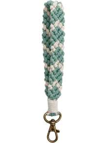 Women's Boho Macrame Keychain Wristlet Bracelet Handmade Braided Hand Wrist Lanyard For Keys, Purse, Car Keys Holder - 心形(綠色) - 查看 9