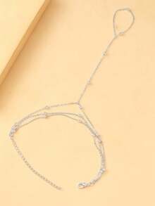 1 Peça Pulseira de Corrente de Dedo Multicamadas de Contas de Metal Boêmio, Joia de Mão e Pulso de Design Único, Presente de Festa para Mulheres - Multicolorido - Visão 7