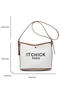 Women's Bucket Bag, Fashionable Casual Straw Woven Shoulder Crossbody Bag, Drawstring Closure Small Handbag - Brown - View 3