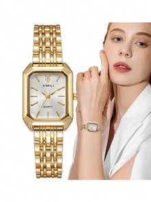 1 件/套创意女士罗马数字小表盘方形金属链石英钢带手表，适合日常搭配、生日、女士礼物、周年纪念、年终促销、光棍节、万圣节促销等节日礼物 - 白色 - 查看 2