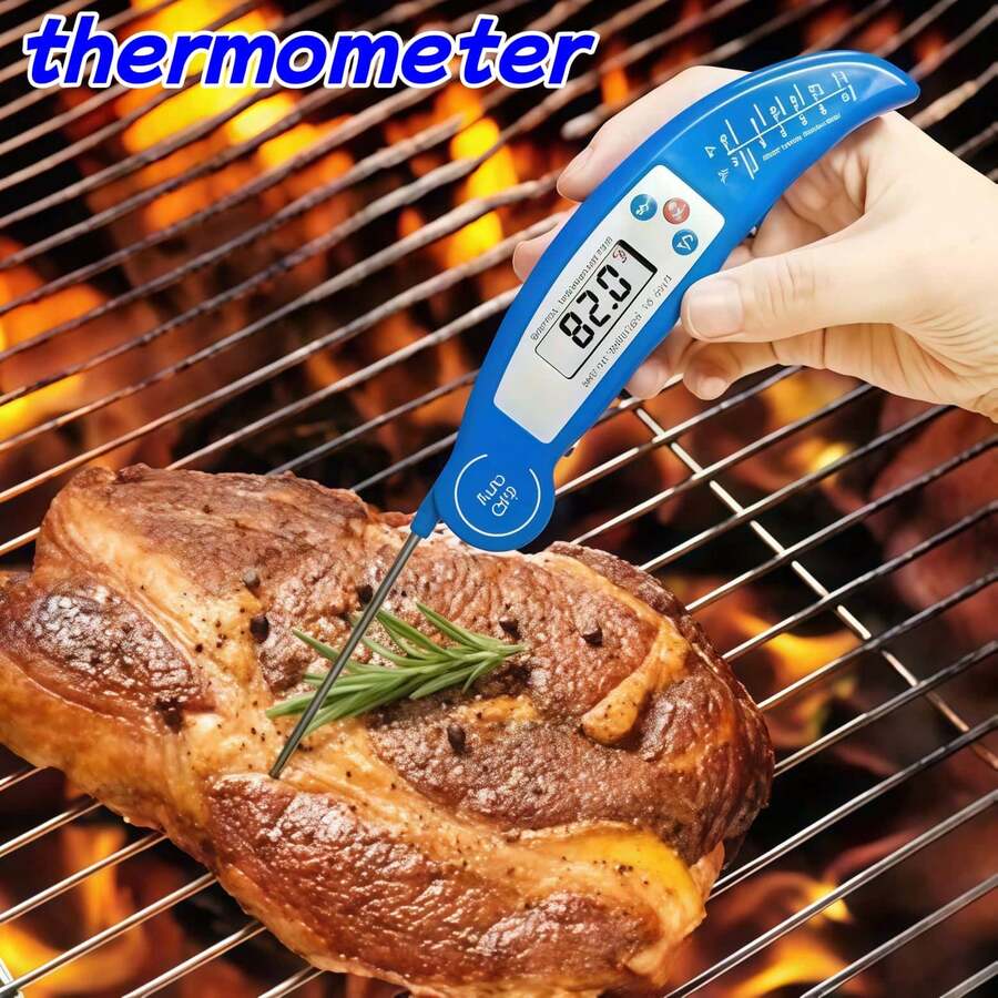 1个装数字肉类温度计，带探针，适用于烹饪、烘焙、液体、烧烤、空气炸锅，可快速测量食物温度