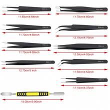 Precision Anti-Static Curved Straight Tweezers 10Pcs/Set Stainless Steel Industrial Repair Tools ESD Tweezers - A - View 10