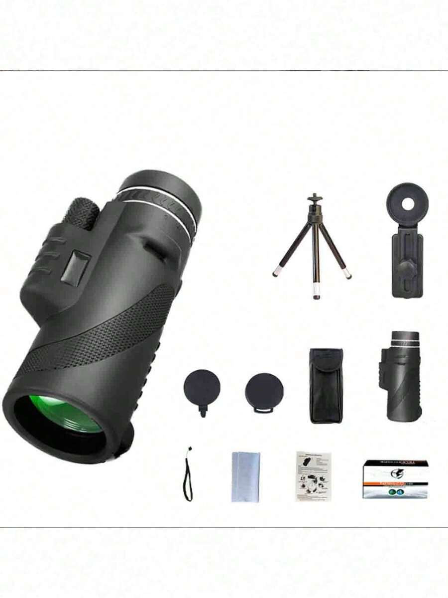 10x42 Monocular Telescope With Phone Clip & Tripod Black Standard Set, HD Monocular For Bird Watching Magnifier, Compatible With Most Android Smartphones - One Size - View 1