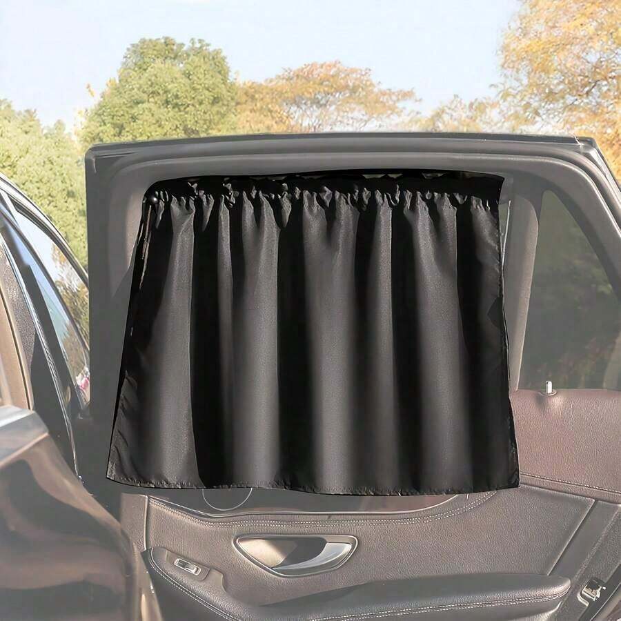A Set Of 2 Car Privacy Curtains, A Car Sunshade For A Camping SUV Van, And 2 Side Window Partition Curtains For A Baby Sunshade - 黑色 - 查看 1
