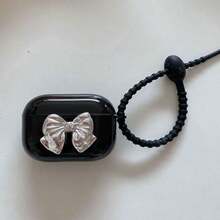 Silver Bow Design Protective Case Suitable Compatible With Apple Bluetooth Earphones, Anti-Scratch And Drop Protection Case Compatible With Apple Bluetooth Wave Earphone Case - Black - View 14