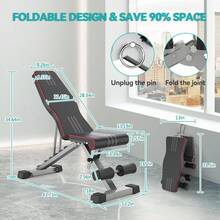 Adjustable/Foldable Weight Bench, 660LBS Home Gym Workout Bench Lifting Sit-Up Exercise Bench For Bench Press - 黑色 - 查看 7