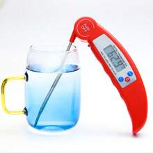 1pc Probe Thermometer, Kitchen Baking Cake Grill Temperature Meter, Milk Coffee Tea Temperature Gauge, Foldable Food Water Temp Meter (Battery Not Included) - Multicolor - View 3