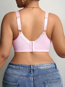 Plus Size Women Fashion Wireless Padded Bra - Pink - View 4