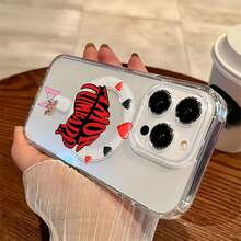 Corazones rojos y negros con temática de amor. Esta elegante funda es compatible con Samsung, Apple, VIVO, OPPO, , Transsion, ,  y Honor. Fabricada en silicona TPU, ofrece protección contra golpes y caídas, además de una sensación superior. Es un regalo ideal para familiares, amigos y seres queridos, y una opción perfecta para San Valentín y Año Nuevo. - transparente - Ver 5