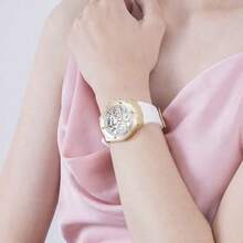 Guess Women's Gold-Tone Quartz Watch With White Silicone Strap, Perfect Gift For Valentine's Day GW0409L2 - White - View 3