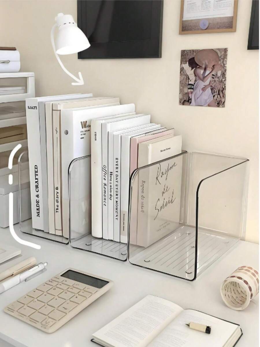 Giá đỡ sách bằng acrylic trong suốt dày 1/2 chiếc, dung tích lớn, thiết kế tối giản, nhiều kiểu dáng để lựa chọn. Thích hợp để làm giá sách phòng ngủ, kệ đựng sách trong nhà, hộp đựng đồ gia đình.