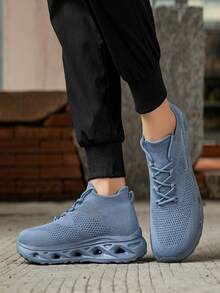 Sepatu Sneakers Kasual Bertali Berbahan Jala Klasik Modis Terbaru, Sepatu Olahraga Kasual Nyaman untuk Kantor, Musim Semi/Panas - Grey - View 5