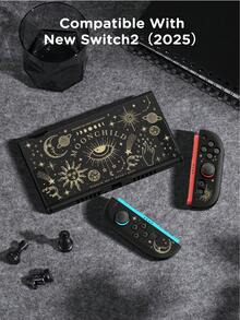 Ayotu 郁金香、幽灵、星星和水豚主题Switch保护壳，兼容新款Switch2(2025)/Switch NS/Switch OLED，无需取下保护壳即可安装到底座上，通用游戏手柄保护套，Switch游戏配件，防摔、防刮，秋冬浪漫/返校礼物/圣诞礼物/情人节礼物 - 彩色 - 查看 17