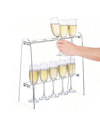 Elegant Acrylic Wine Glass Rack, Modern Minimalist Transparent Display Stand, Suitable For Parties And Weddings, Detachable High-End Party Champagne Glass Rack, 2-Tier Champagne Tower Rack For Living Room, Dining Room, Holidays