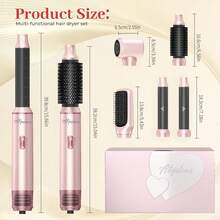 ATOPSKINS 2026升级版五合一多功能专业热造型工具（自动卷发棒+热风梳+直发梳）| 5个可拆卸替换刀头 + 3档温度设置 | 沙龙级多功能造型（卷发/波浪/直发/柔顺/蓬松/内卷/外卷）| 告别毛躁 - 粉色 - 查看 11