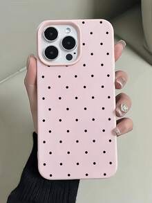 1PC 1pc Pink & Black Polka Dot Minimalist TPU Shockproof Phone Case Compatible With IPhone 17, 16, 15, 14, 13, 12, 11 Pro Max, Air Valentine's Day  Phone Cases - Nhiều màu 2 - Xem 1