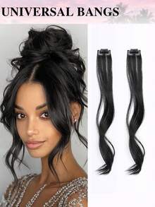 2pcs Side Bangs Clip-On Bangs With Long Sideburns, Clip-In Bangs With Sideburns Synthetic Long Goatee Bangs Wig, 12 Inches - Multicolor - View 15