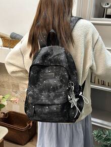 Ba lô nhuộm tie-dye mới năm 2026, ba lô tối giản thường ngày dành cho sinh viên đại học/trung học, phong cách thời trang đường phố Mỹ. - A - Xem 2